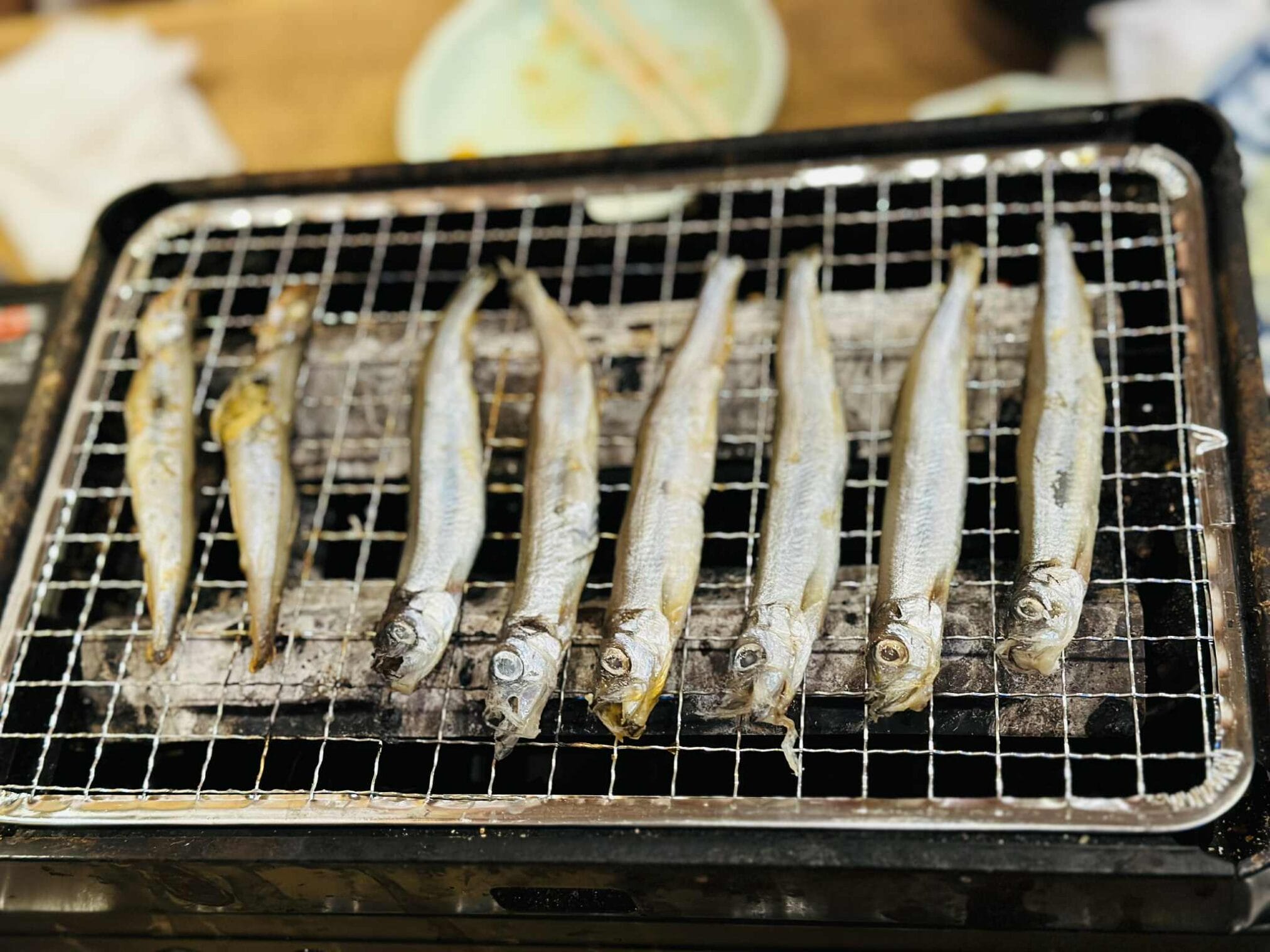 ปลาชิชาโมะย่างบนเตา เป็นส่วนหนึ่งของทริปขับรถเที่ยวคิวชู